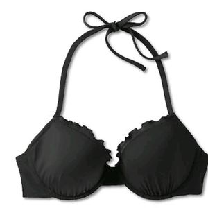 Women's Lightly Lined Ruffle Bikini Top - Shade & Shore Black